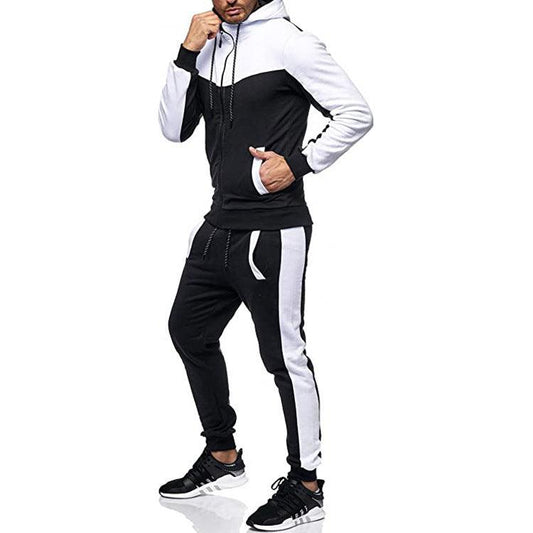 Men's Hooded Color Block Casual Cardigan Set – General at AWSMshop.ai