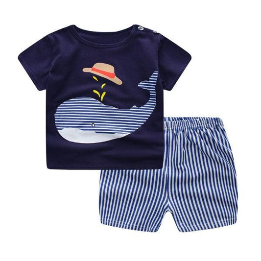 Cartoon Clothing Baby Boy Summer Clothes T-shirt Baby Girl Casual Clothing Sets in usa to usa – Unca