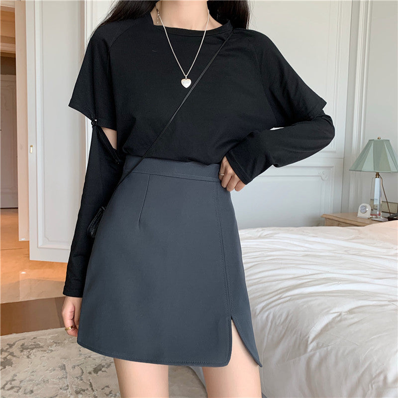 Slit High Waist A-line Fashion Slim Short Skirt – Uncategorized at AWSMshop.ai