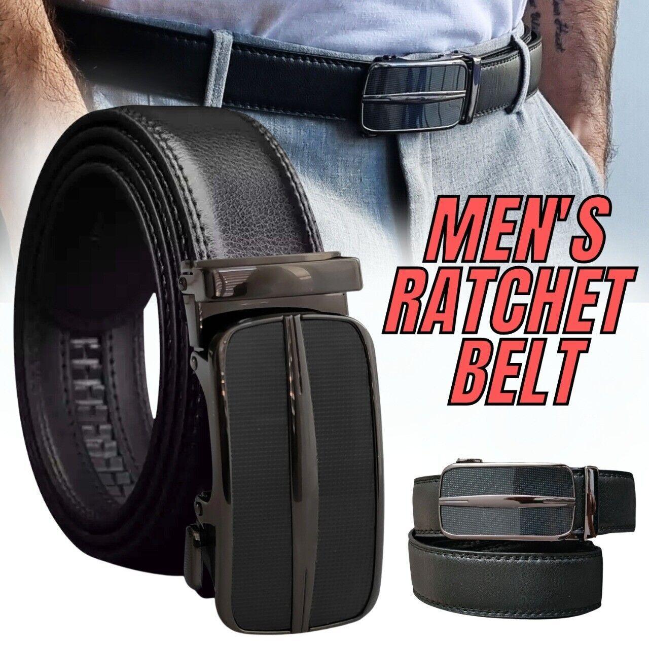 Leather Ratchet Belt Adjustable Buckle