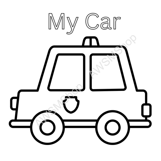 Black outline of a police car with 'My Car' text above on a white background