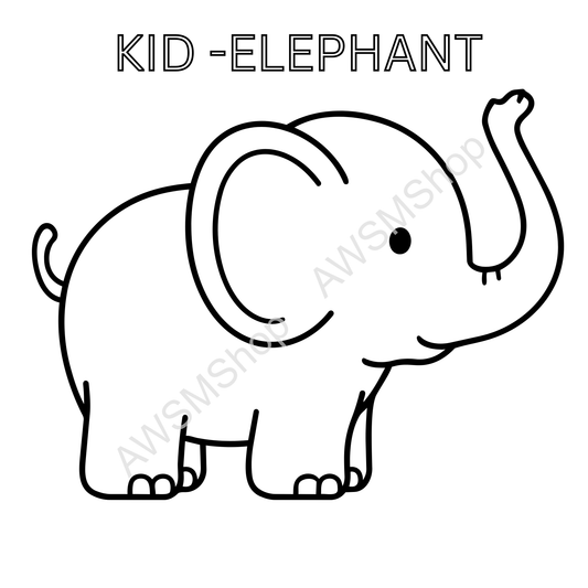 Kid Elephant Coloring Page – Cute Elephant Printable for Kids (Instant Download)