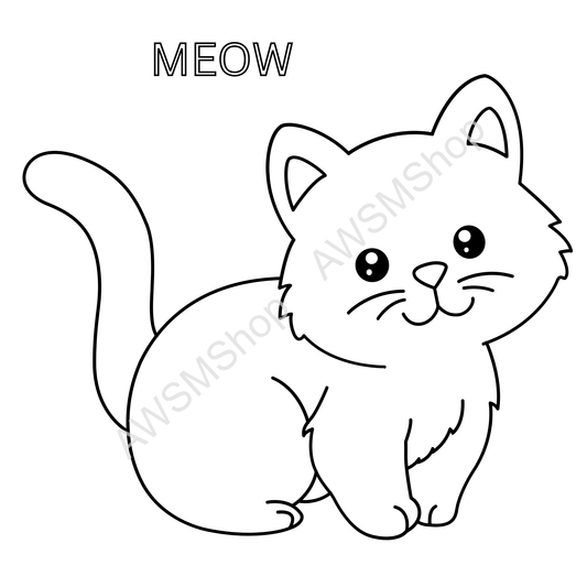 Meow Cat Coloring Page – Easy Printable for Kids