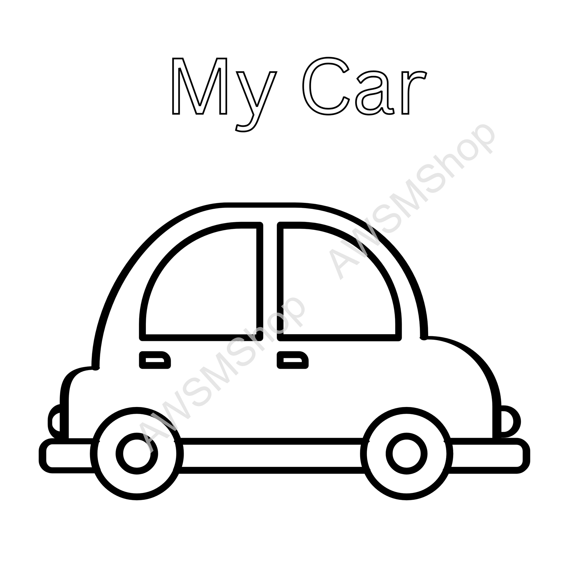 Outline of a car with 'My Car' text above on a white background