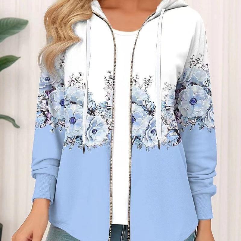 Casual Printed Full-zip Cardigan Coat