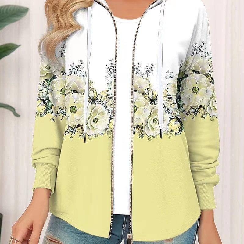 Casual Printed Full-zip Cardigan Coat