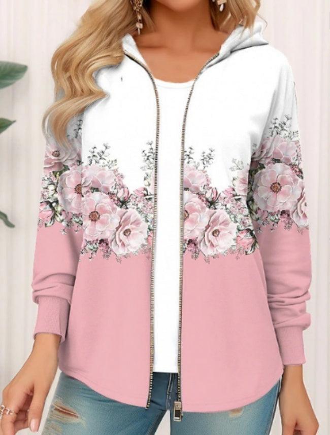 Casual Printed Full-zip Cardigan Coat 