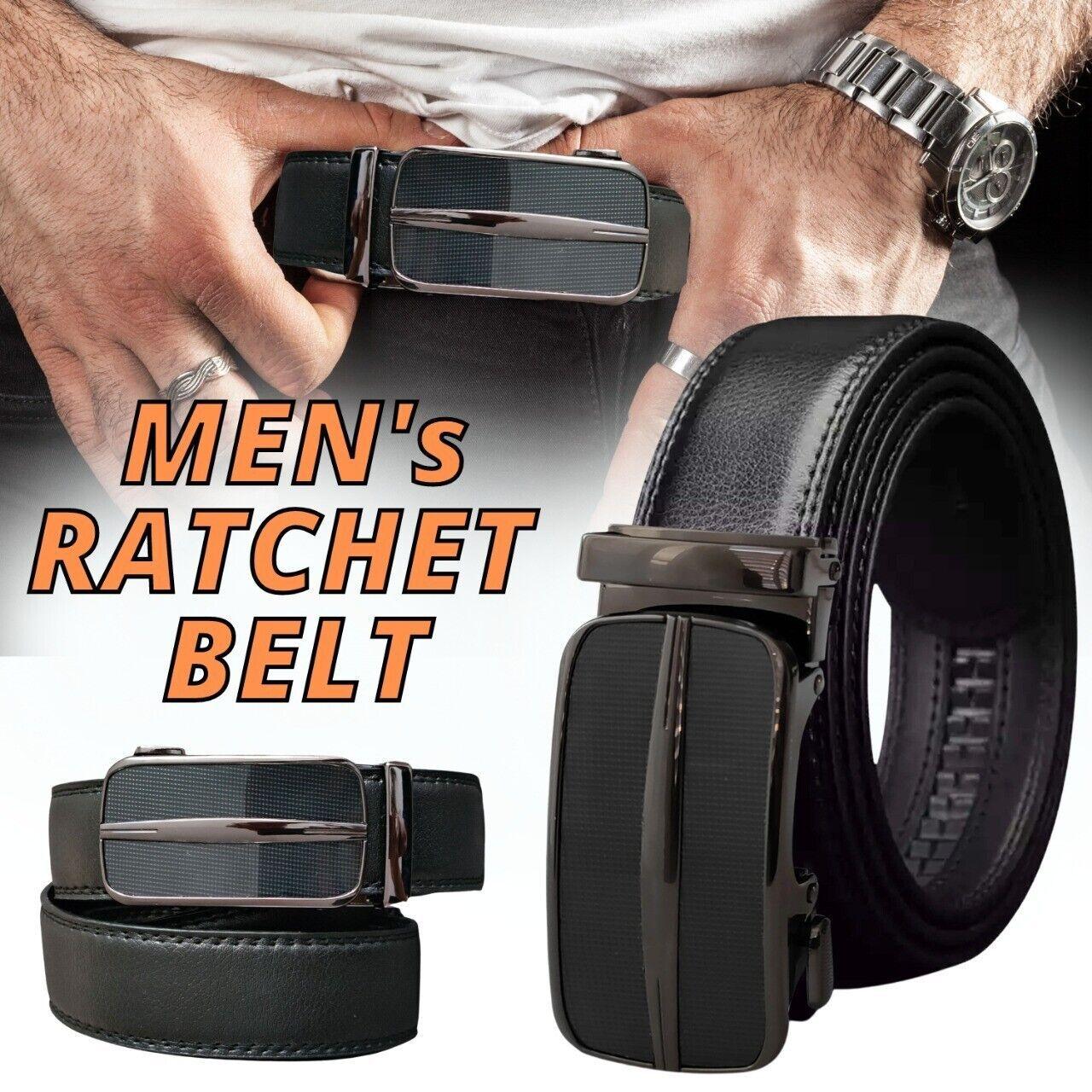 Leather Ratchet Belt Adjustable Buckle